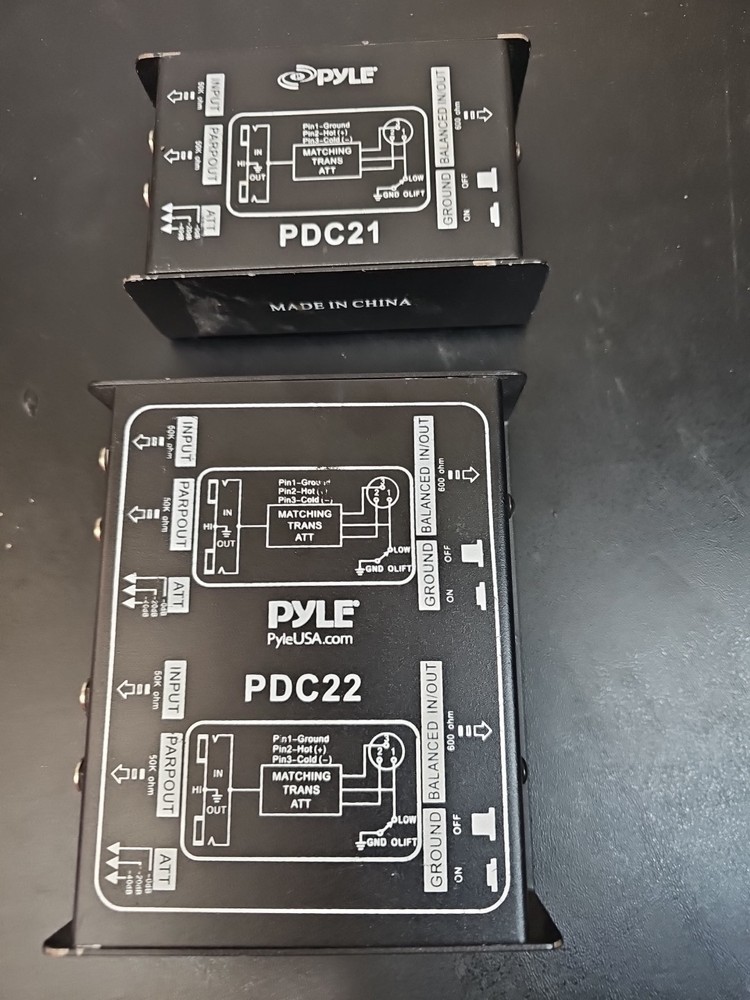 Pyle Pro DI Box Bundle - (1) PDC21 Single & (1) PDC22 Dual Passive DI - UNTESTED