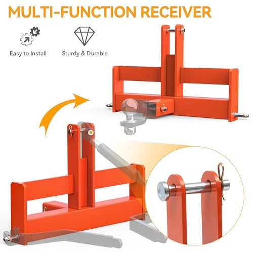 3 Point Hitch Receiver for Category 1 with 2" 3 point hitch receiver orange