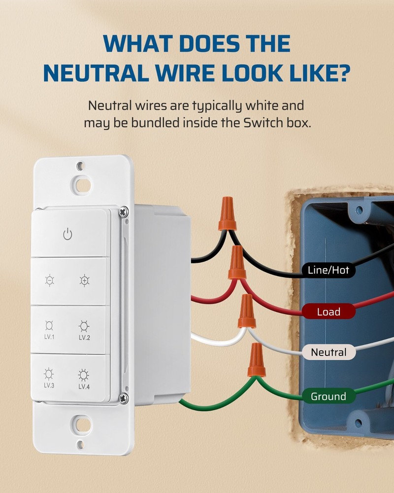 DEWENWILS Wireless Dimmer Switch, Adjustable Brightness Button Need Neutral Wire