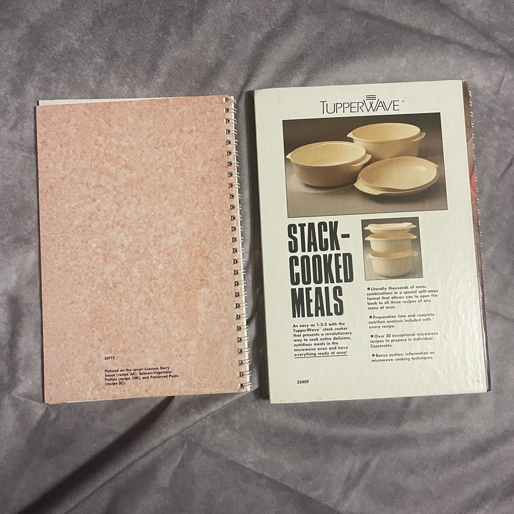 Tupperware Tupperwave 6 Pc Set + 2 Cookbooks Microwave Stack Cooker Cranberry