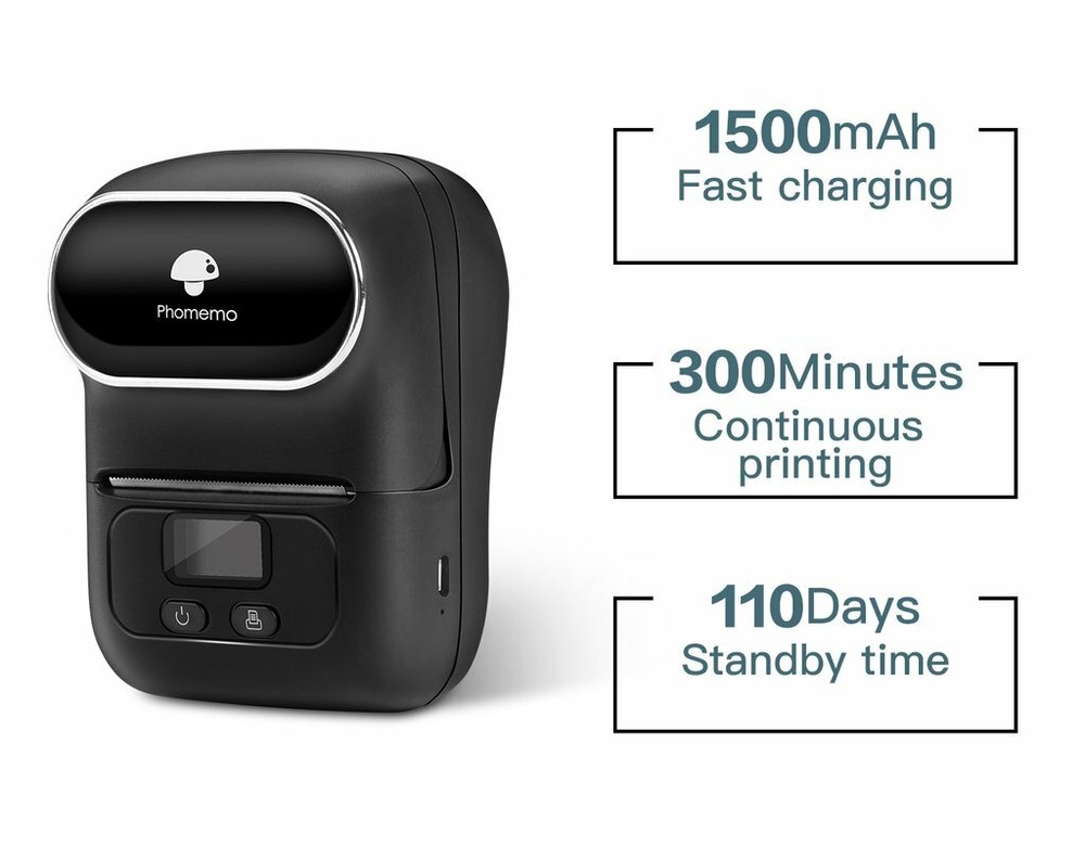 Portable Thermal Label Maker Bluetooth Receipt Printer Handheld Phomemo M110