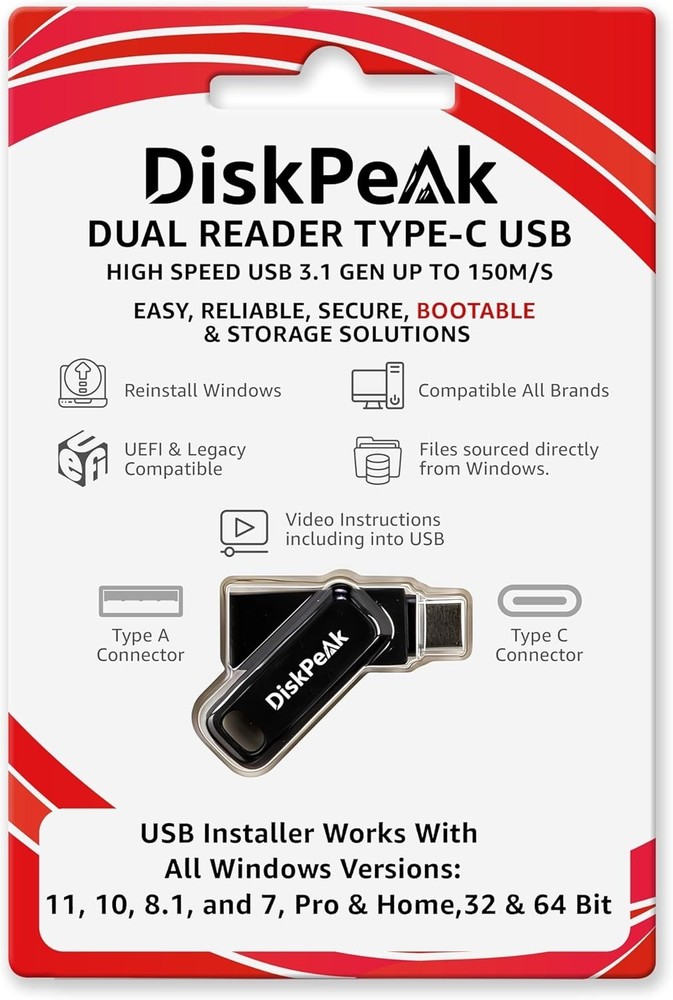 Effortless Windows Installation USB - Supports 32 & 64 bit with Utilities