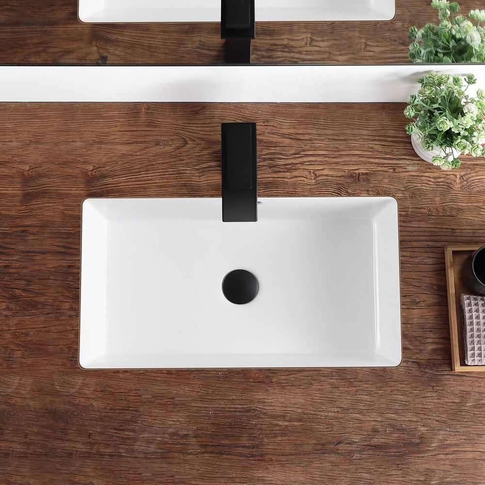 24 Inch Undermount Bathroom Sink Rectangular Undermount Sink White Ceramic Un...