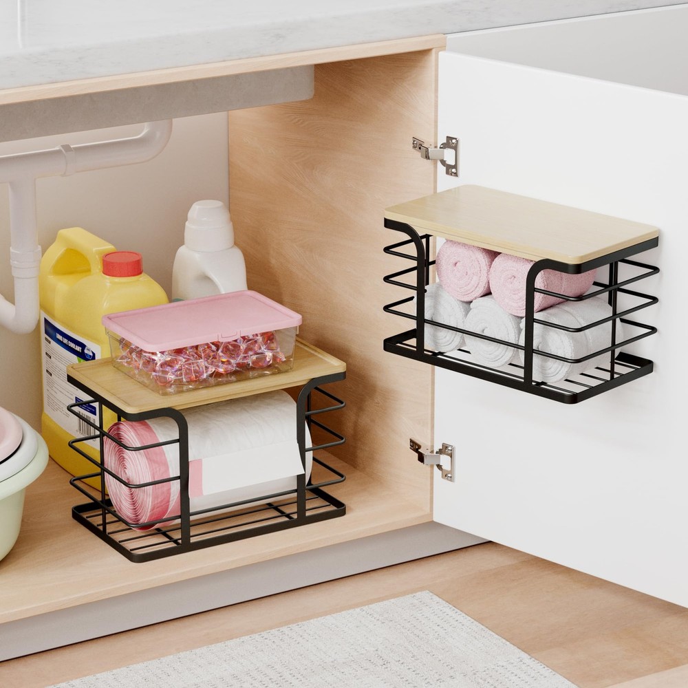 2 Pack Stackable Storage for Kitchen Laundry Pantry Organizers,Trash Bag Hold...