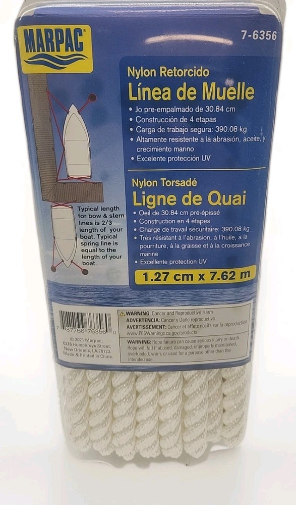 ⚓ Premium Pre-Spliced 1/2" x 25 ft Nylon Dock Line 🪢 – White ⚪ 🚤💨