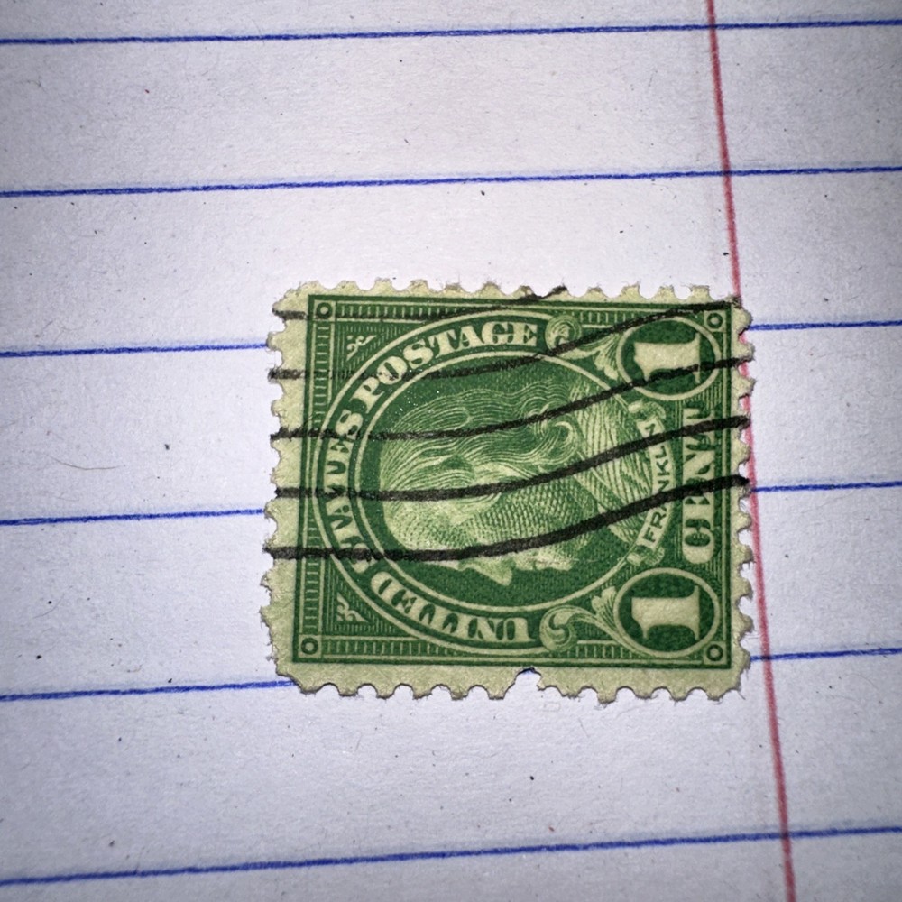 Ben Franklin US Stamp Left Profile, Rare One Cent