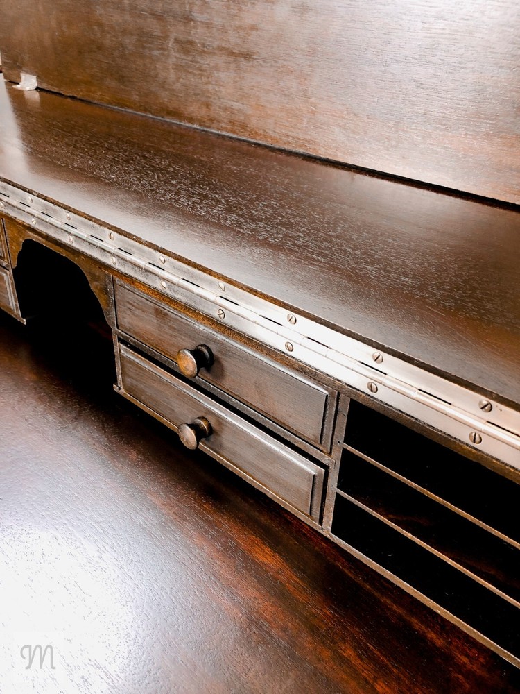 H.E. Shaw Spinet Writing Desk in solid dark Mahogany c.1900