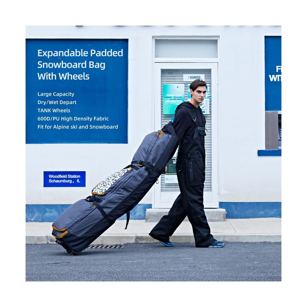 XCMAN Roller Snowboard Bag with Wheels,Adjustable Length,Extra Long/Wide/Deep...