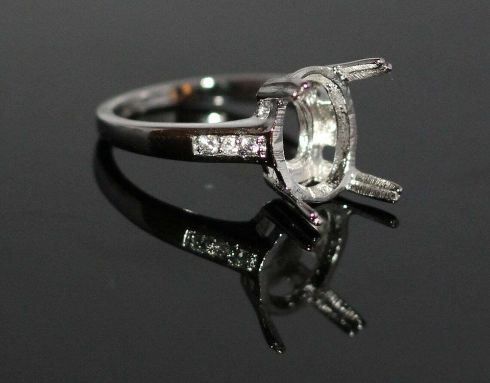 925 Silver 9x11 mm Oval Semi Mount Ring Setting CZ Setting Engagement Setting