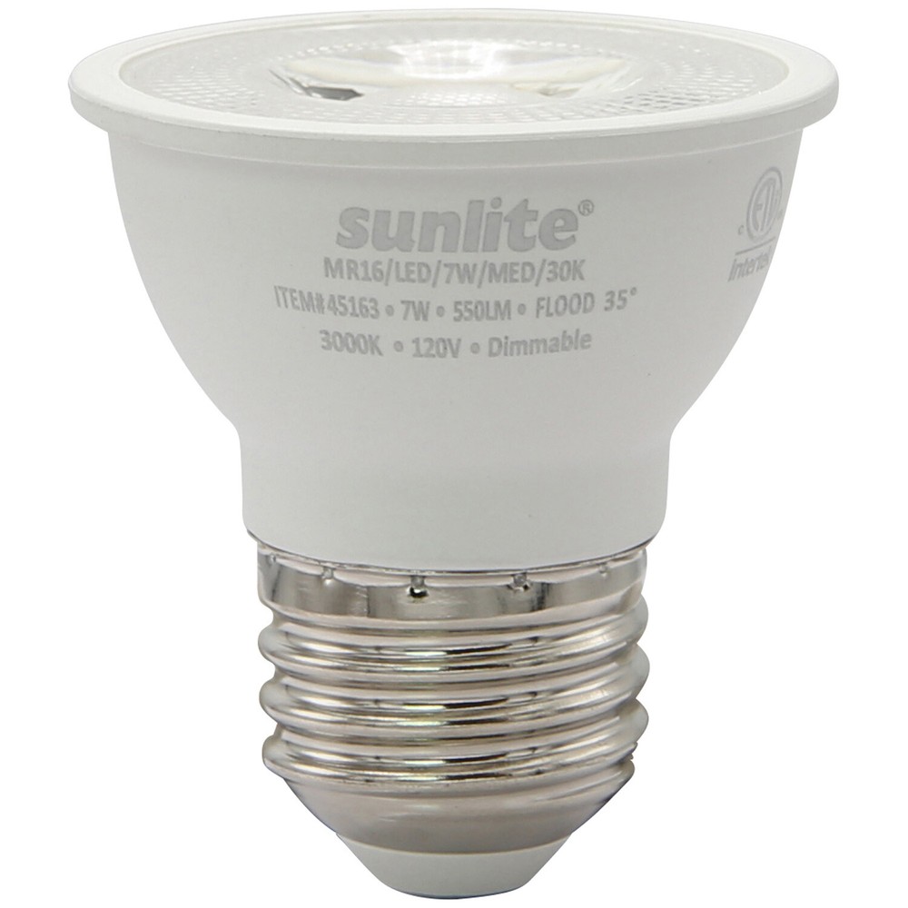 Sunlite PAR16 Recessed Spotlight Bulb Short 7W E26 Base 3000K Warm White 6 Pack