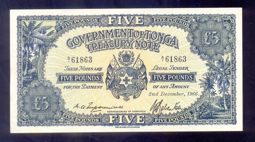 Tonga 5 Pounds  1966  P12  aUNC+