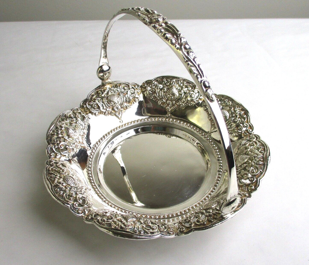 Yogya Silver basket candy dish fancy 800 solid silver PE Deluxe 5 3/4 inch