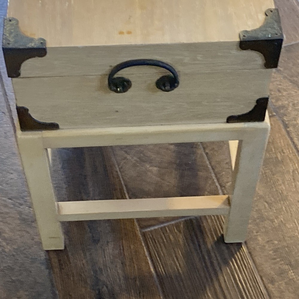 Vintage Solid Wood Chest Box Storage End Table Heavy & Well Made Brass Hardware
