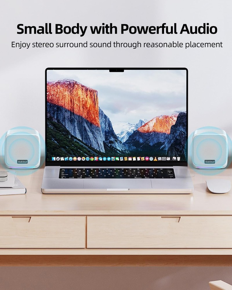 Computer Speakers for Desktop PC, Desktop Speaker USB Powered 3.5mm Aux