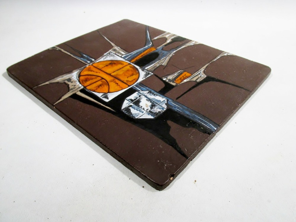 Midcentury Italian Pottery Abstract Wall Plaque Tile Raymor