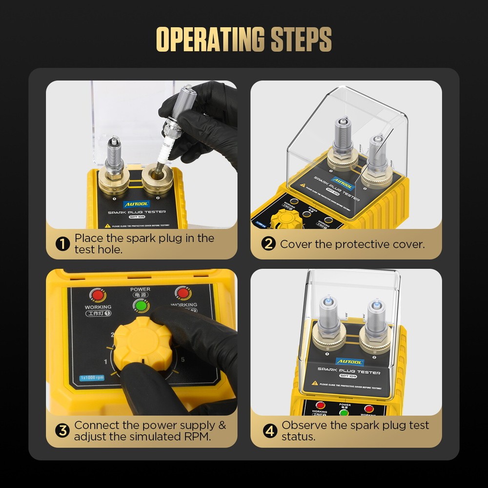 Spark Plug Tester Car Engine Ignition Plug Analyzer Adjustable Test Hole Height