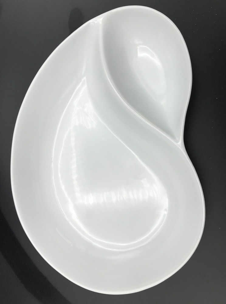 White Divided Serving Dish Crate & Barrel -- VTG and Groovy