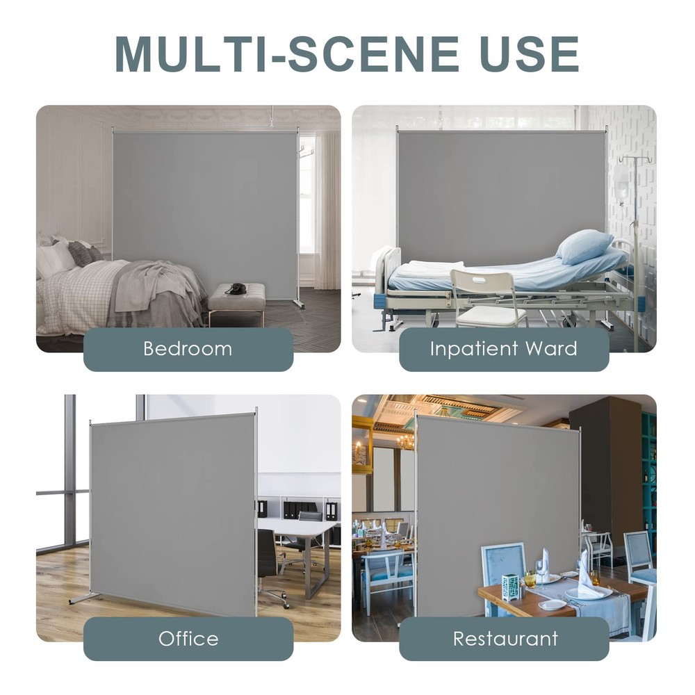 Large Room Divider Privacy Screen, Single Panel for Home or Office, Grey