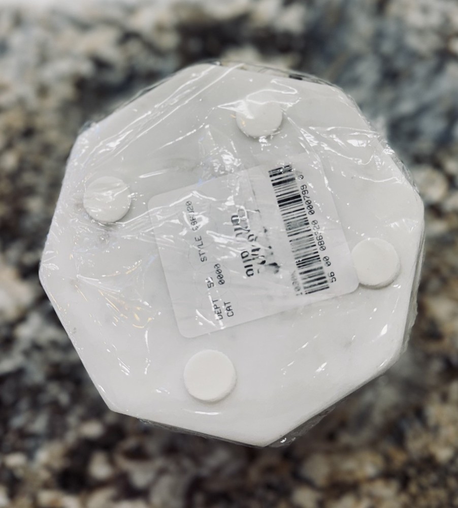 Modern White Marble Octagonal Slip-Proof Coaster Set—(4) Solid Pattern