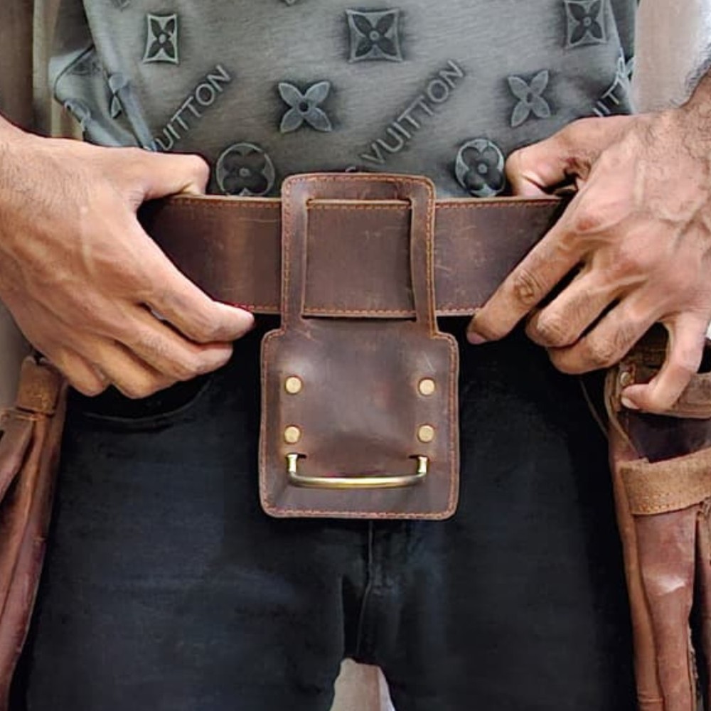 Vintage Leather Tool Belt - Multi Pocket Work Pouch for Professionals