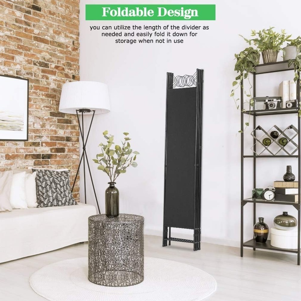 4 Panel Room Divider 6.8FT Steel Frame Screen Folding Privacy Divider