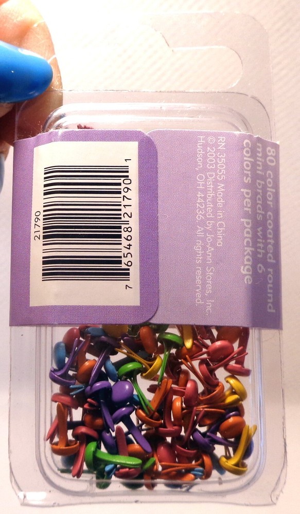 JOANN Scrap Essentials 80 Bright Mini Brads (NEW)