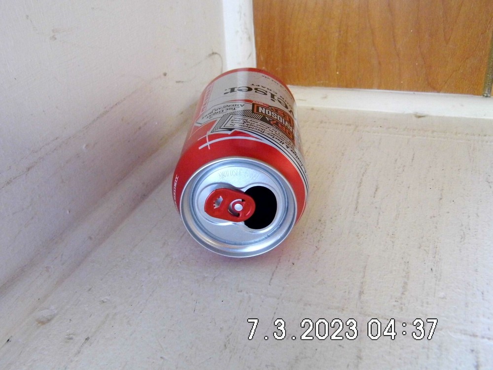 Budweiser Harley Davidson Motor Cycles Can EMPTY Red Crown Top Opened