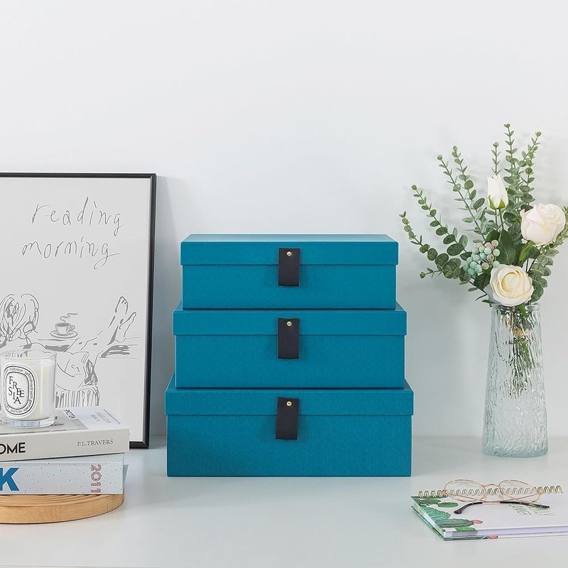 Storage Boxes Decorative Cardboard Stackable Nesting Organizing Keepsake Gift US