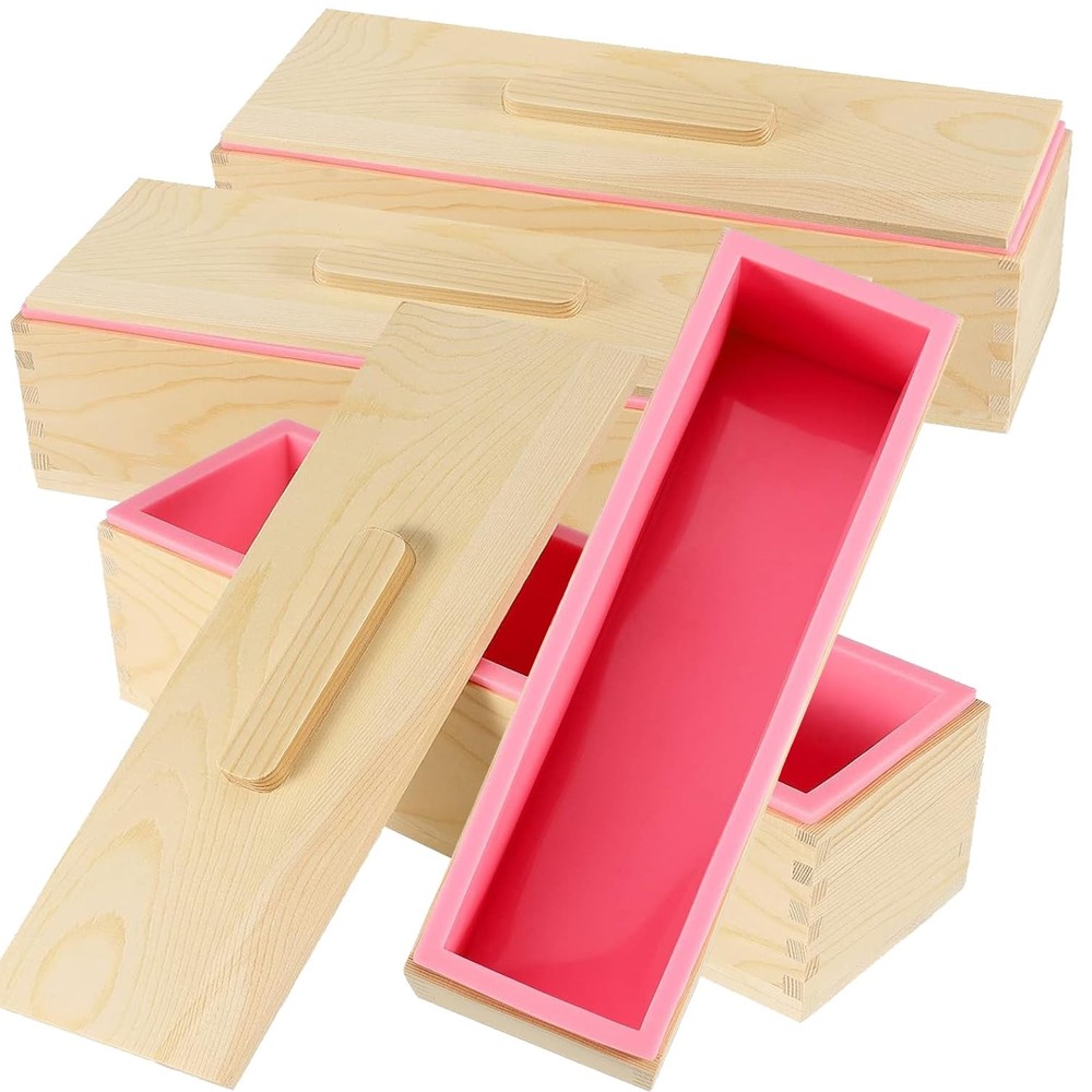 3PCS 47oz Silicone Soap Kit, Pink Rectangular Silicone Loaf Soap Making with ...