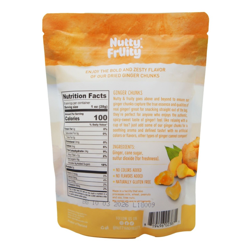 Nutty & Fruity Ginger Chunks Non-Crystallized 8 OZ