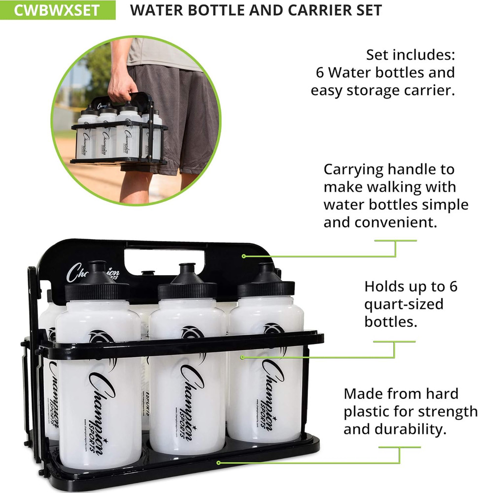 Plastic Water Bottle Set, Quart, Black