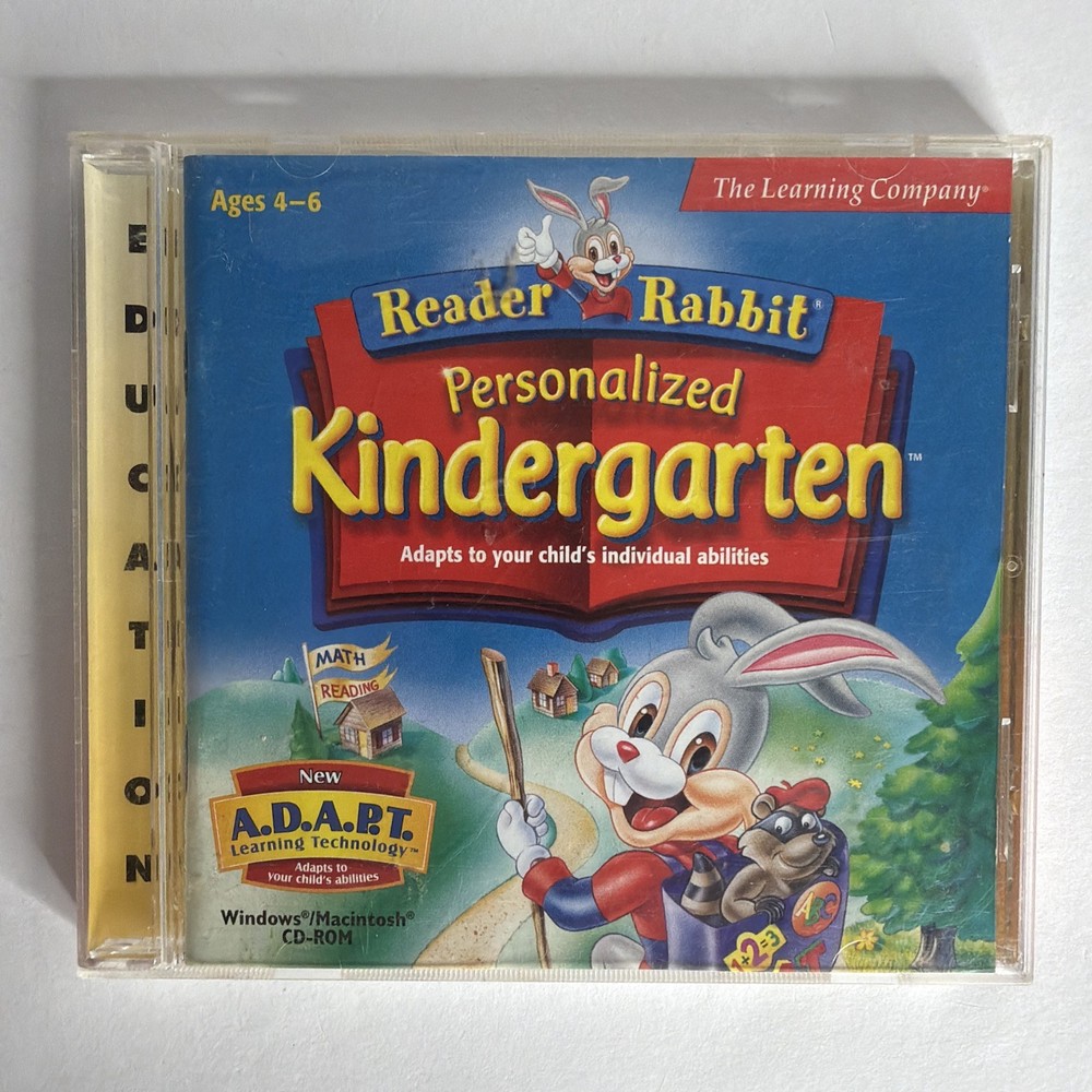 Learning Company Reader Rabbit Personalized Kindergarten Ages 4-6 (CD- ROM,1999)