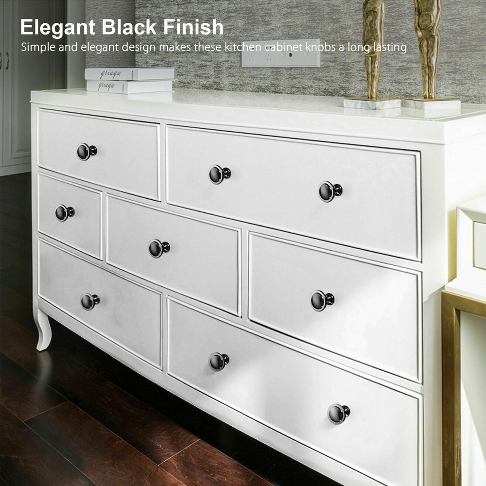 Cabinet Black Knobs Bedroom Kitchen Drawer Cupboard Handle Pulls Hardware LOT