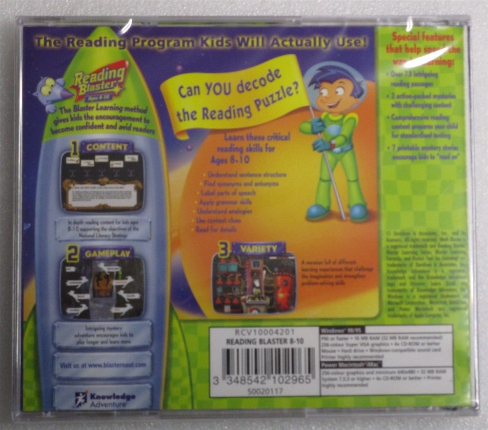 Software PC Knowledge Adventure Reading Blaster Ages 8-10 NEW SEALED Jewel