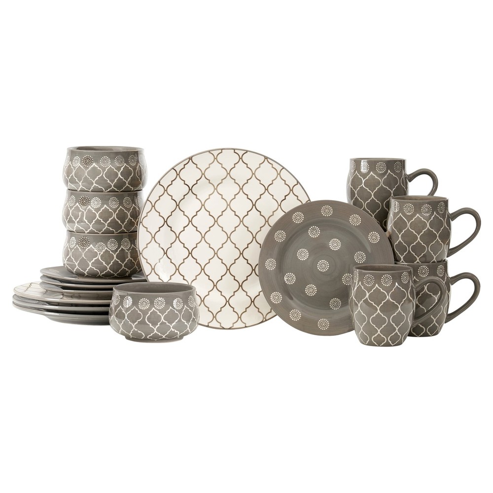 Marcela 16 Piece Dinnerware Set Grey