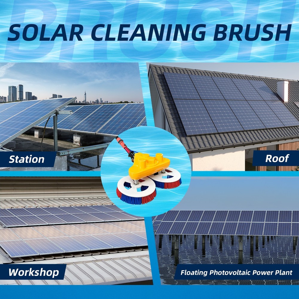 Dual Power Solar Panel Cleaner – Brush & Pole Set ,Use Battery or AC