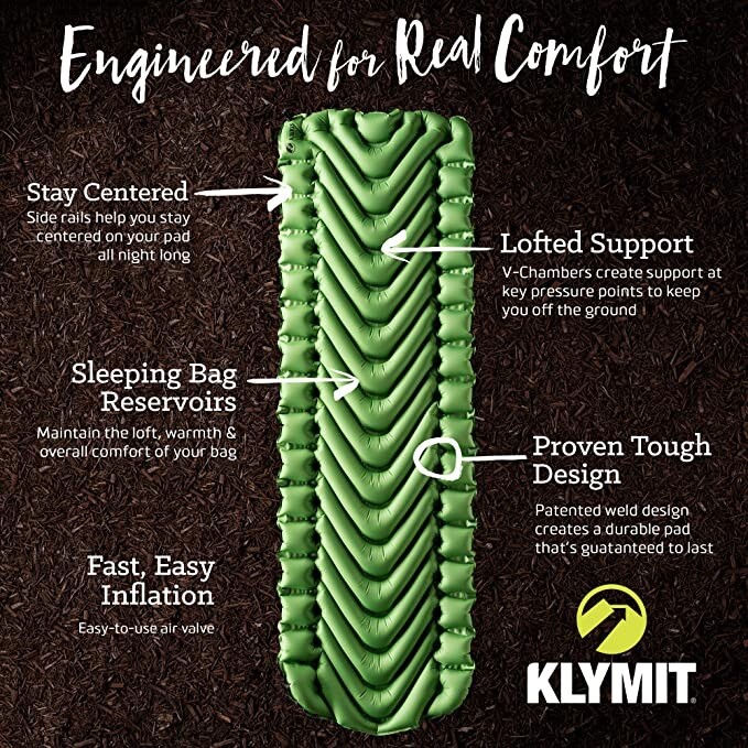 KLYMIT STATIC V Sleeping Pad GREEN NEW