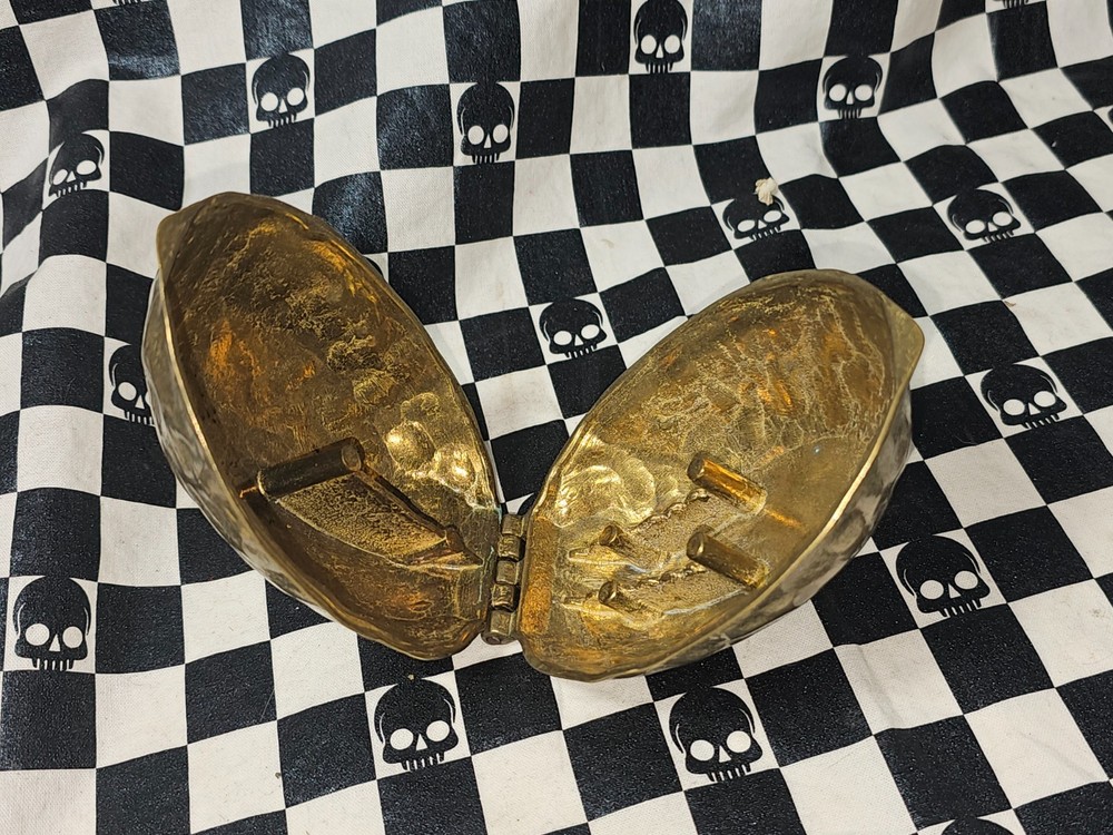 Vintage Mid Century Brass Walnut Nut Cracker