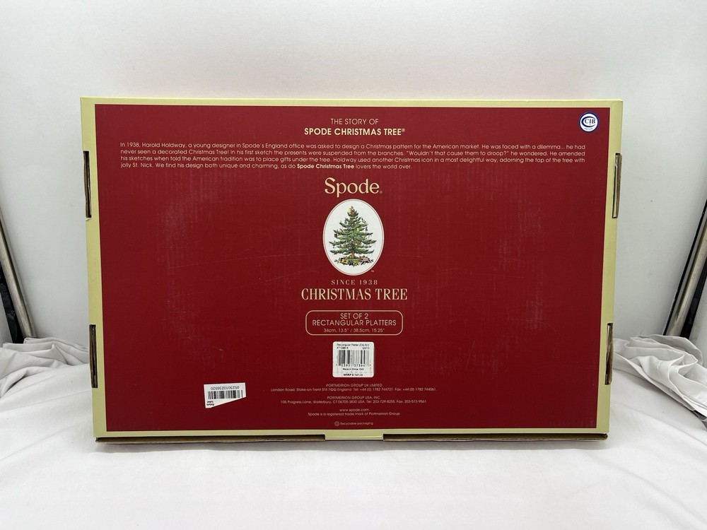 Spode Christmas Tree Rectangular Platter Set of 2 15.25” & 13.5” New In Box