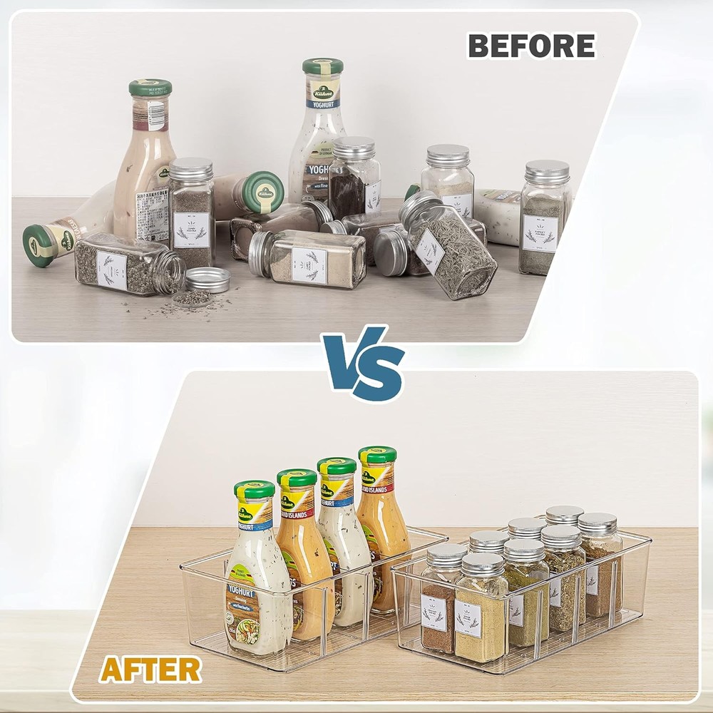 8-Piece Food Storage Container Set, Clear Plastic Storage Containers