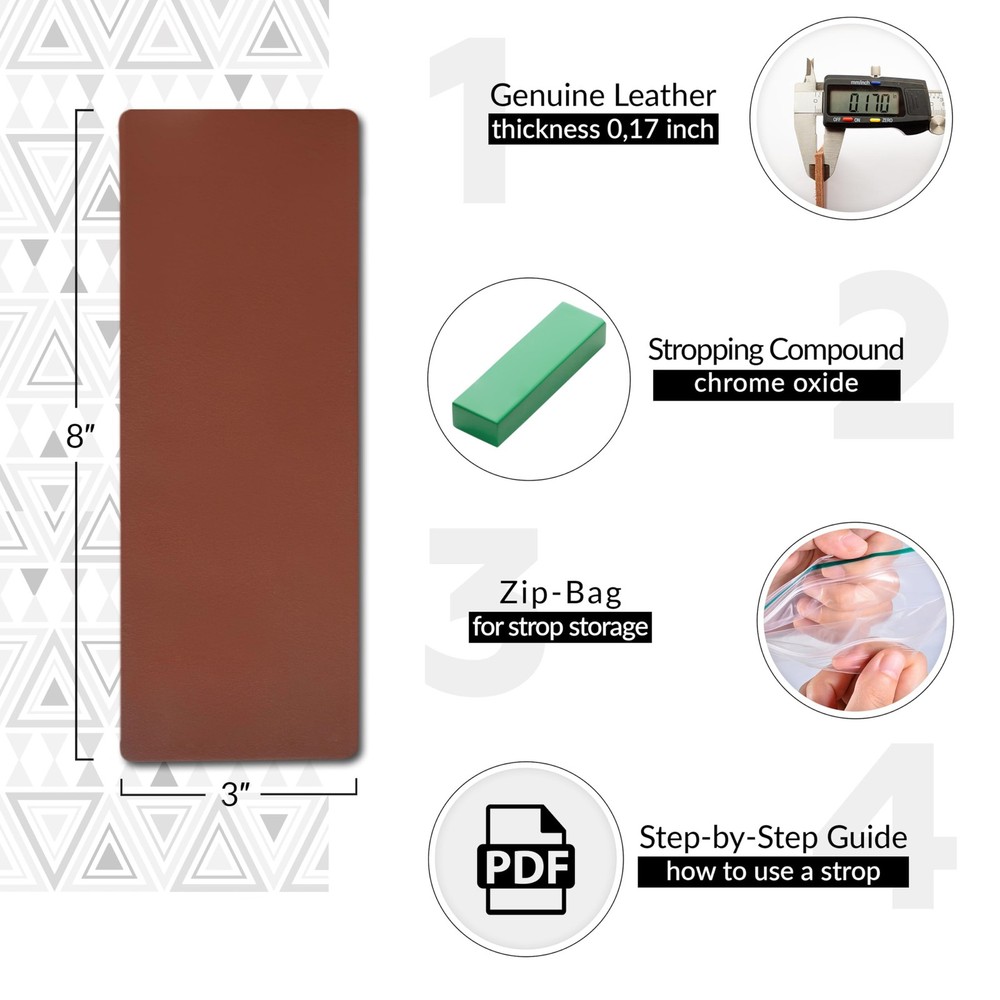 Leather Strop With Compound, Knife Sharpener Kit, Step By Step Guide