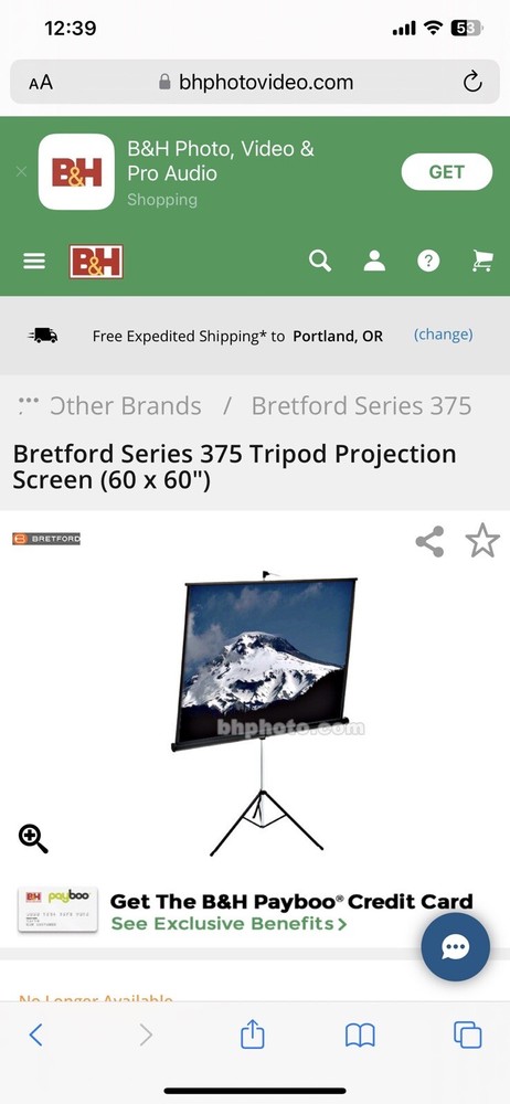 Bretford Tripod Projection Screen - 60" x 60" - Matte White - 85" Diagonal