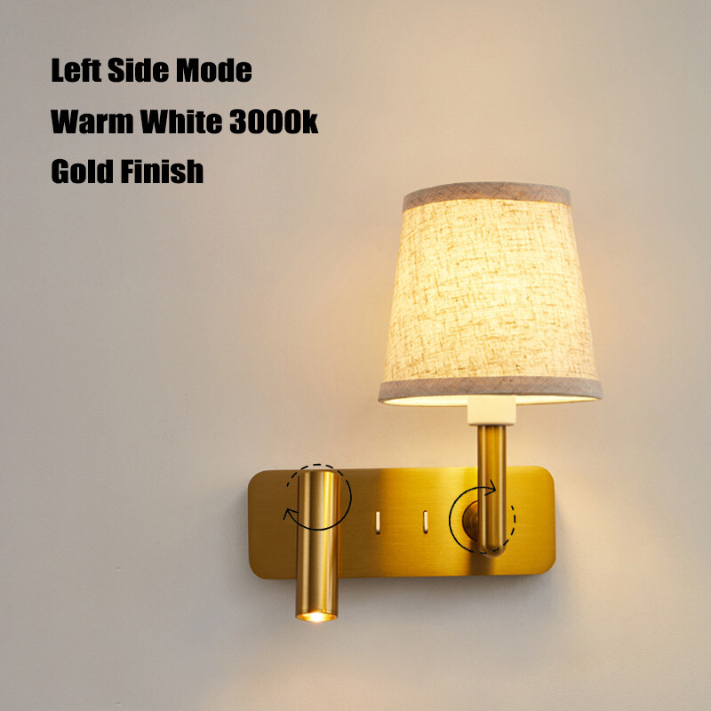 COB LED Luxury Reading Light Fixture E27 Bulb Rotate Wall Lamp Spotlight Switch