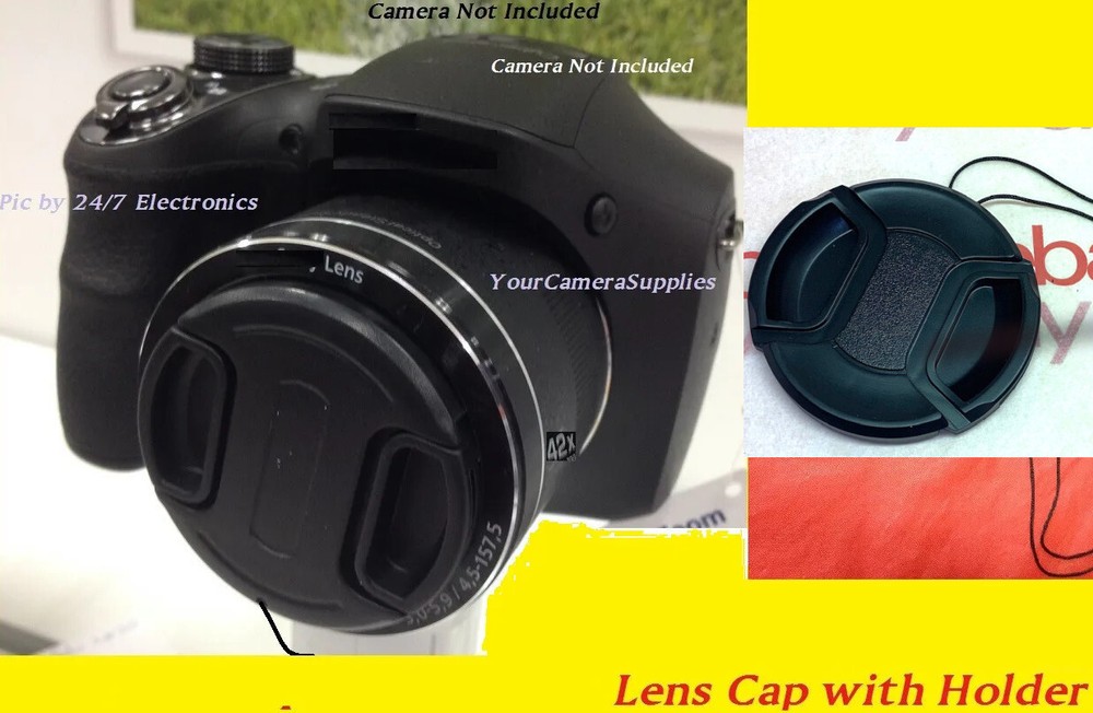 FRONT SNAP-ON LENS CAP  DIRECTLY TO CAMERA NIKON COOLPIX L100 +HOLDER