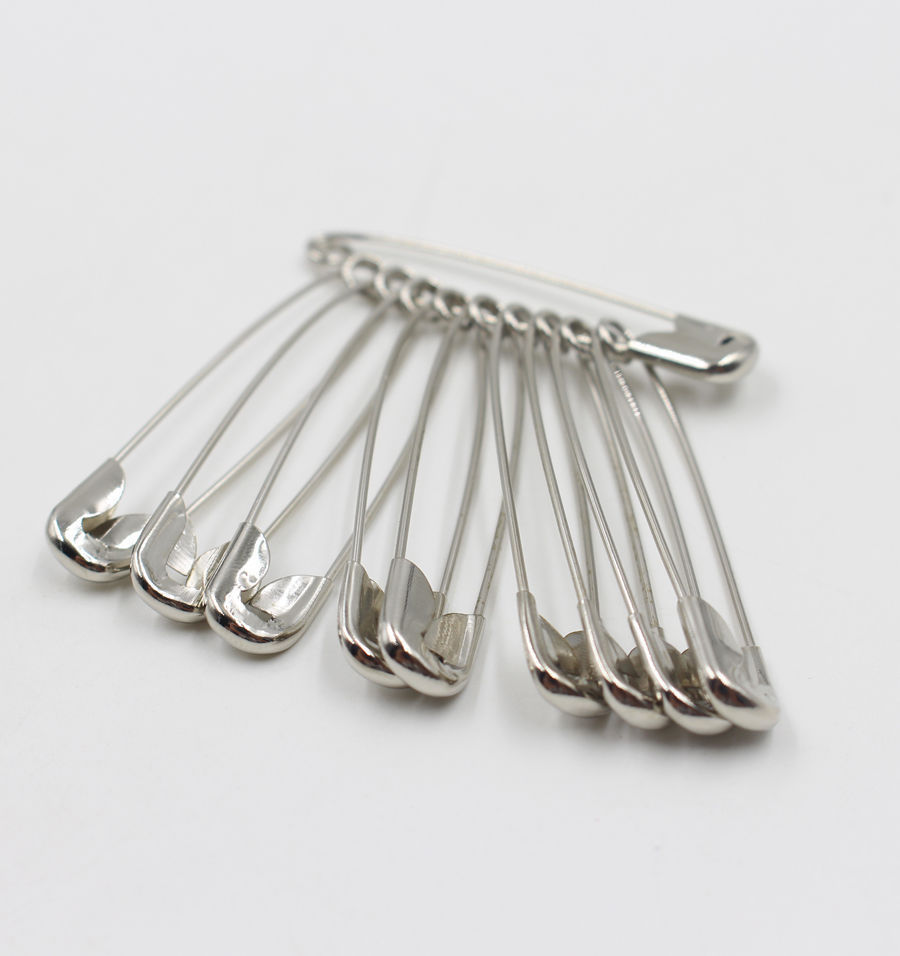 100Pcs Needles Safety Pins Silver Assorted Size Small Medium Large Sewing Craft