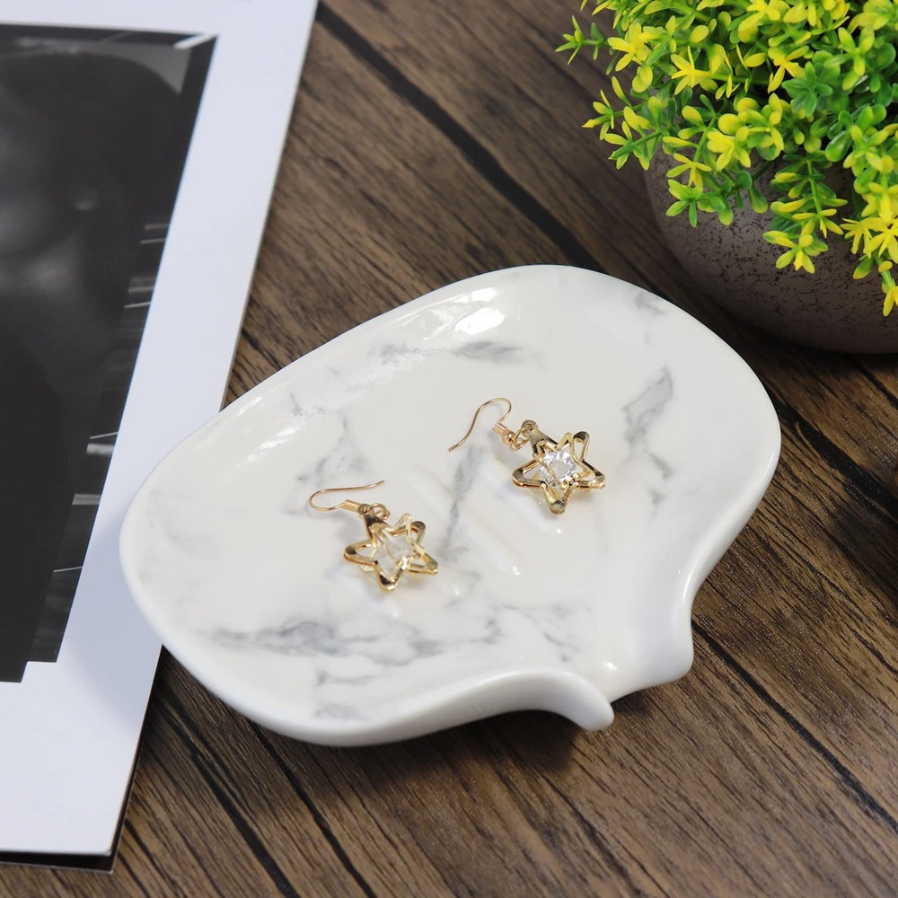 Polyroyal White Marble Texture Soap Dish Ceramic Holder