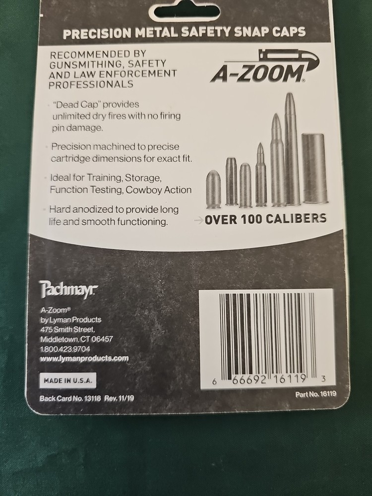 .357 Magnum Snap Caps Dummy Training Ammunition 🇺🇸 6 rd Pack A-Zoom 357 Mag