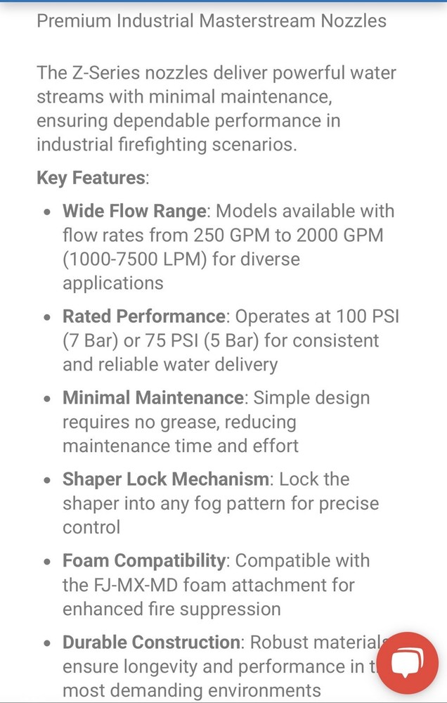 Z Series Fixed Flow Master stream Nozzle