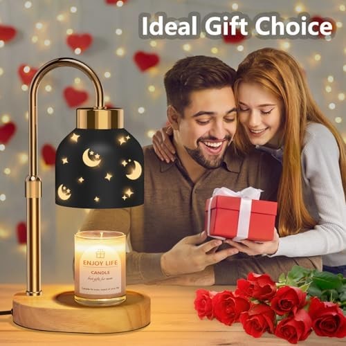 Candle Warmer Lamp with 2 Bulbs, Dimmer Adjustable Black