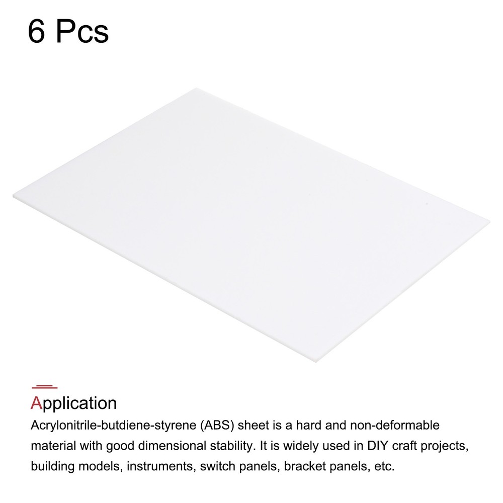ABS Plastic Sheet 10" x 8" x 0.02" ABS Styrene Sheets White 6 Pcs